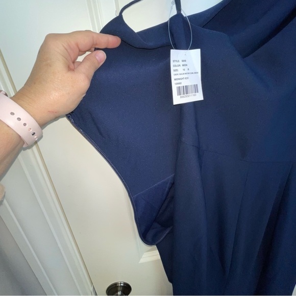 After Six Dessy Crepe One Shoulder Draped Cowl Neck Maxi Dress Sz 10 - Picture 11 of 16